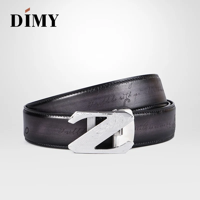 Мужские ремни с автоматической пряжкой DIMY Metal Z винтажные из натуральной кожи
