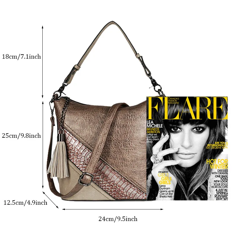 XMESSUN Женская Ретро сумка большой емкости с кисточкой Серебряный Хобо