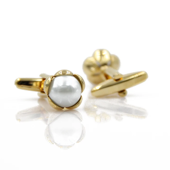 

The new high-end hot male ladies pearl Cufflinks Cuff Links business shirt cuff buckle golden French shirt