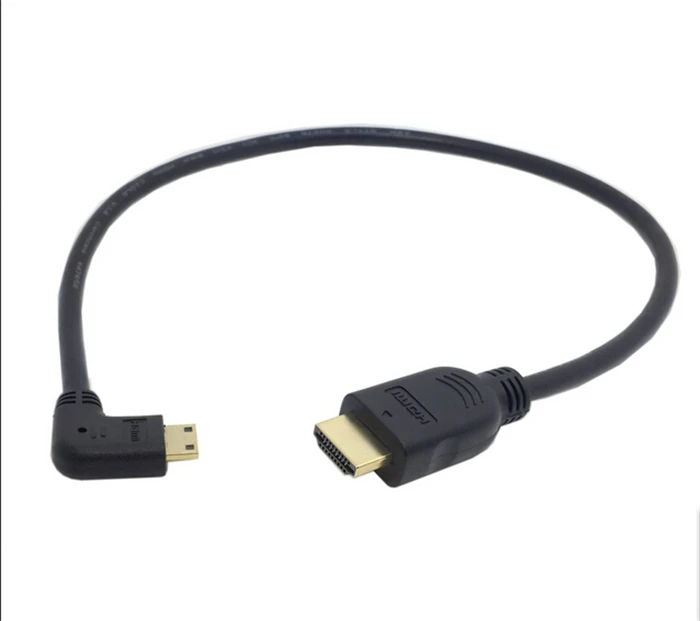 0,5 м угол 90 градусов мини HDMI к HDMI Мужской M/M Кабельный разъем V1.4 для цифровой зеркальной видеокамеры ЖК-монитор