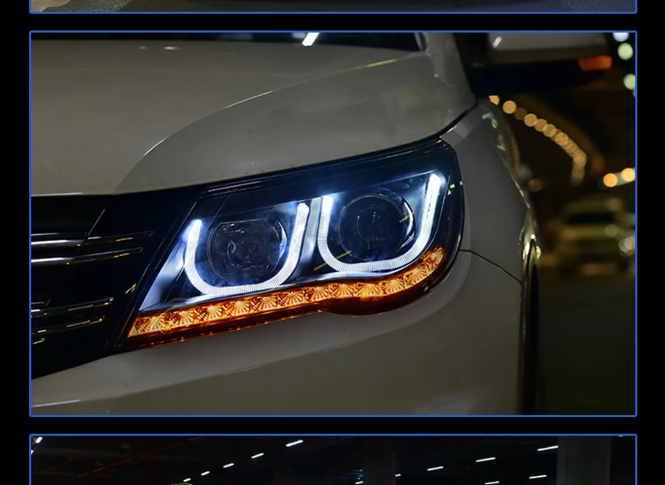 AKD автомобильный Стайлинг для Volks wgen Tiguan светодиодный налобный фонарь 2009-2012 светодиодный DRL Головной фонарь Angel Eye Hid опция Bi Xenon авто аксессуары