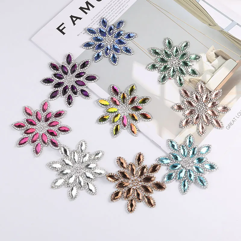 1 шт./лот нашивки с хрустальными цветами аппликация стразы горячей фиксации для