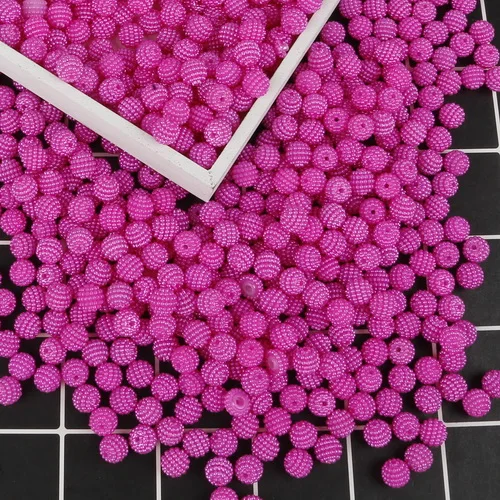 Fuchsia 17 цветов 10 мм пластик ABS бусина в виде жемчужины отверстие 1,5 мм Waxberry форма бусины для DIY Ювелирная фурнитура для рукоделия аксессуары для одежды - Цвет: Fuchsia