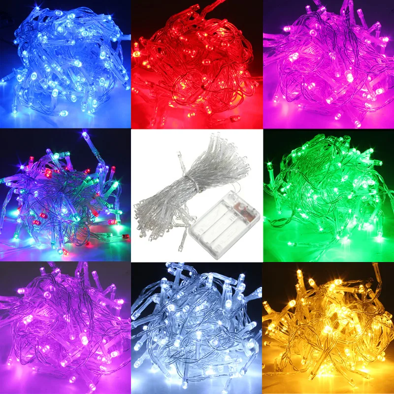 10 м батарея Рождественская гирлянда Свет Питание 100 LED Звездная Фея струнная