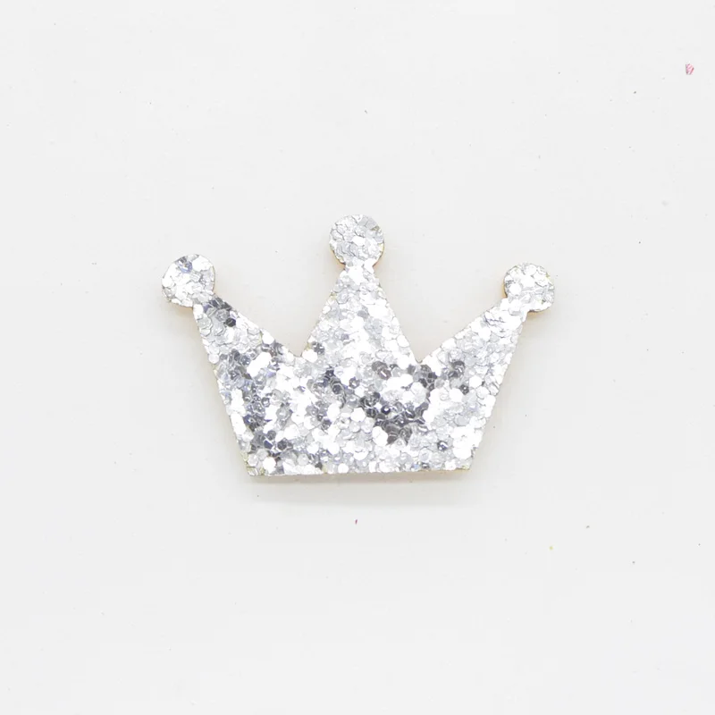 Silver 20 шт. блестящая ткань с мягкими аппликациями корона с блестками патчи для рукоделия одежды DIY заколки для волос стикер на стену торт декоративный G48 - Цвет: Silver