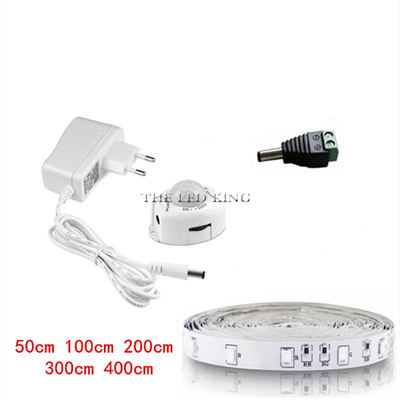 Wireless Motion Sensor LED Strip lamp 1M 2M 3M Use In TV Under Bed Cabinet Closet Wardrobe Night light+Power Supply | Лампы и