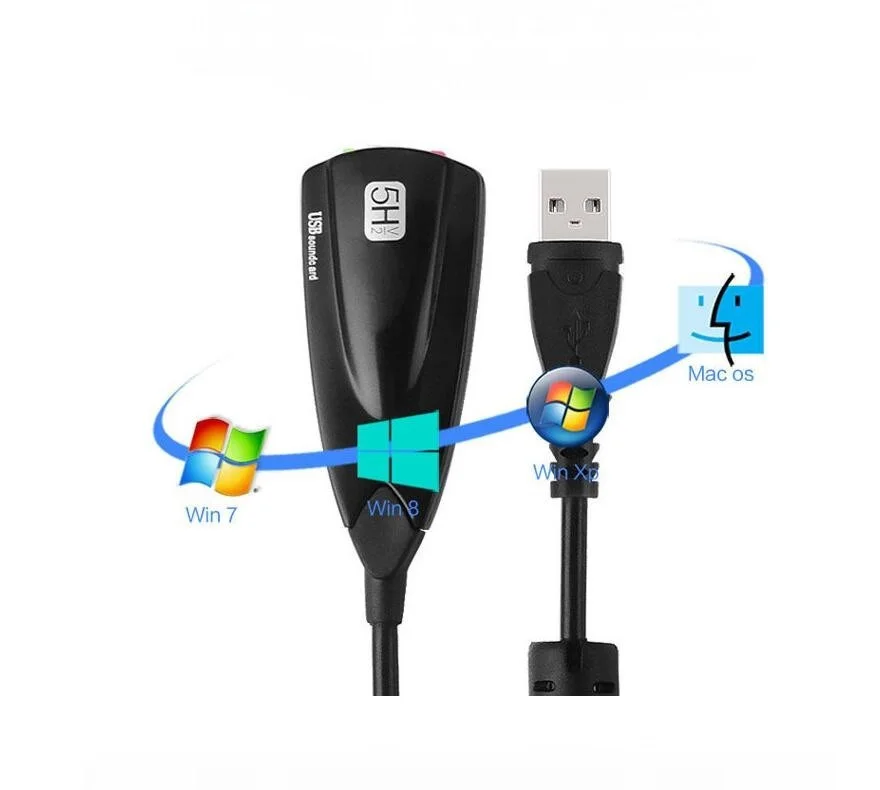 Quevinal 5HV2 внешняя звуковая карта USB с кабелем 7 1 канал 3D CH виртуальный Звуковая