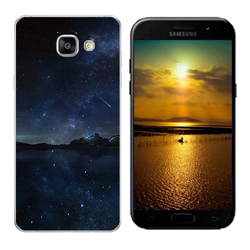 Case for Samsung Galaxy A7 2017 Soft Silicone Back Cover Girl Cat Printing A720F A720 Capa Fundas A 7 |