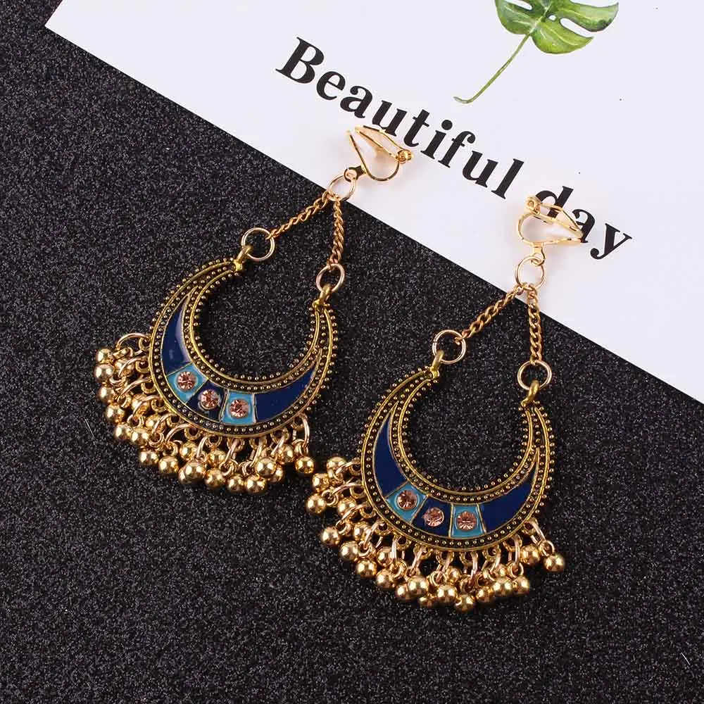 Blue JIOFREE,, модные, 3 цвета, Boho, клипсы, серьги для женщин, ювелирное изделие, Ретро стиль, длинные серьги, богемный стиль, клипсы, серьги, бижутерия - Окраска металла: Blue