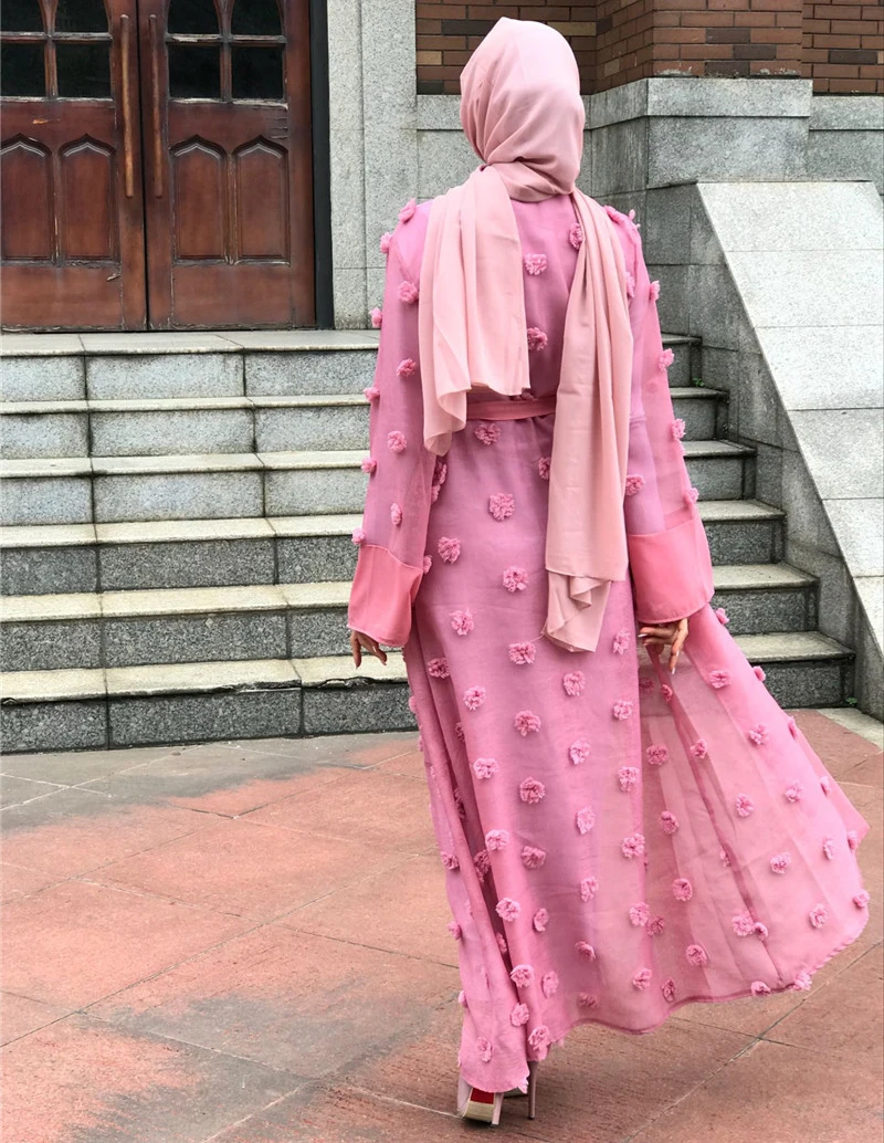 Liffle мех кардиган с аппликацией мусульманский абайя Для женщин Мусульманские