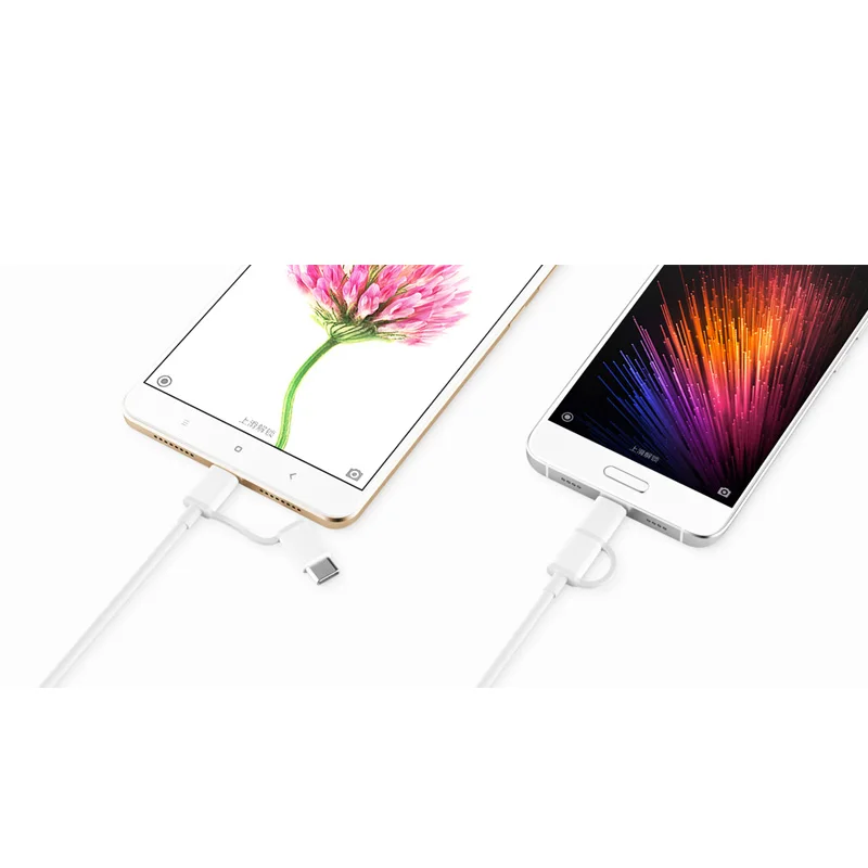 Оригинальный кабель Xiaomi 2 в 1 USB Micro Type C 100 см безопасный для быстрой зарядки и