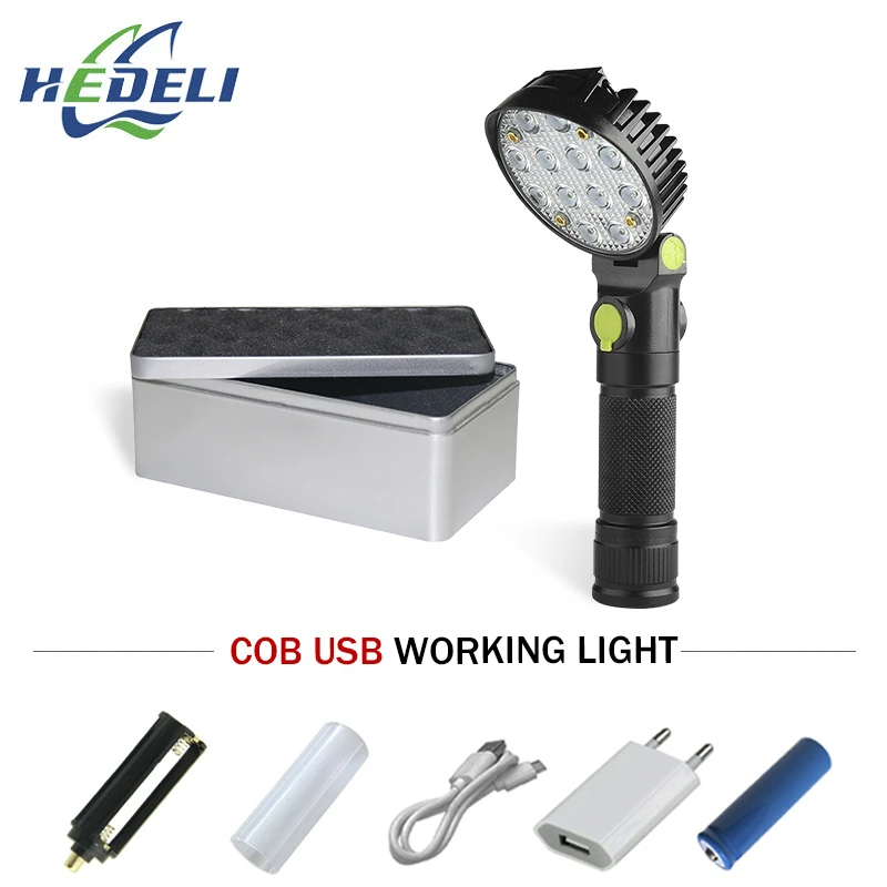 Мощный светодиодный фонарик usb 18650 перезаряжаемый zaklamp красный свет синий белый COB