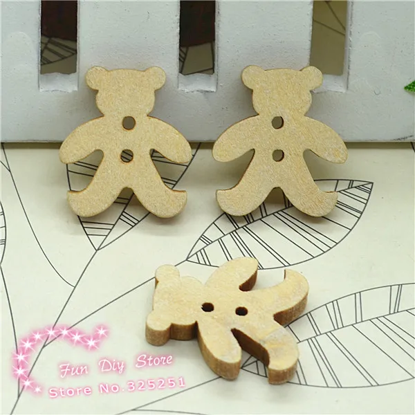 

50pcs 18x20mm wooden bear Sewing Buttons 2 hole free shipping