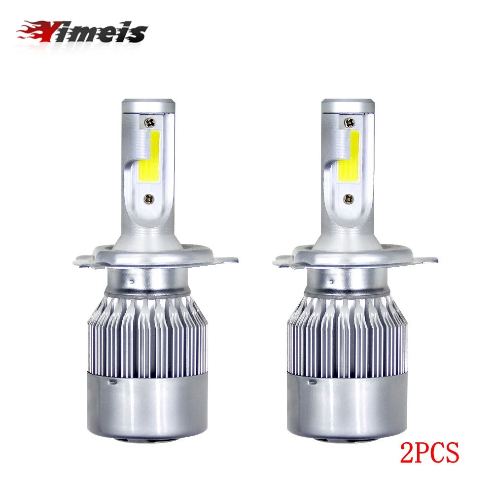 Yimeis автомобильный головной светильник лампа H8 H11 H7 H4 Led 72W 3600LM COB Chip C6 12v 24v Авто