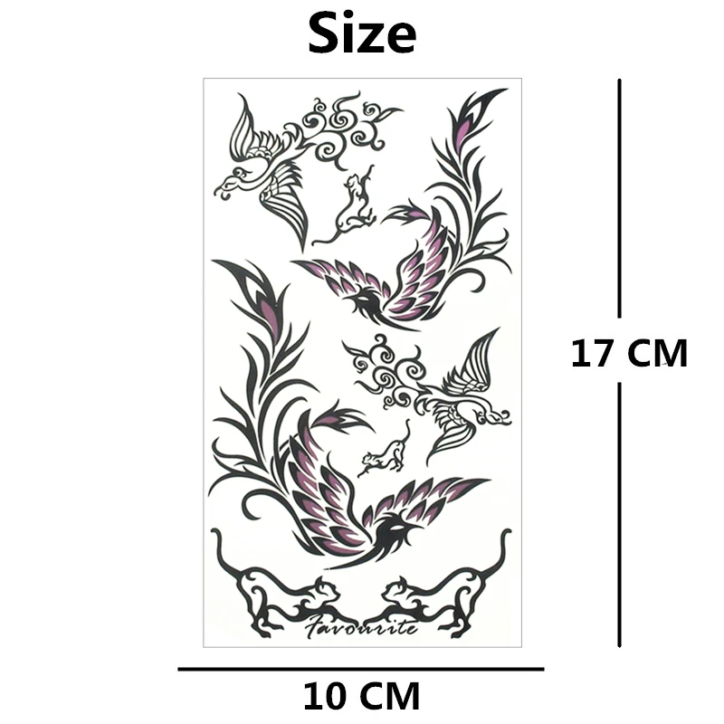 Тату Наклейка на стену с Фениксом 10 х17 см|flash tattoo stickers|tattoo stickerblack phoenix |