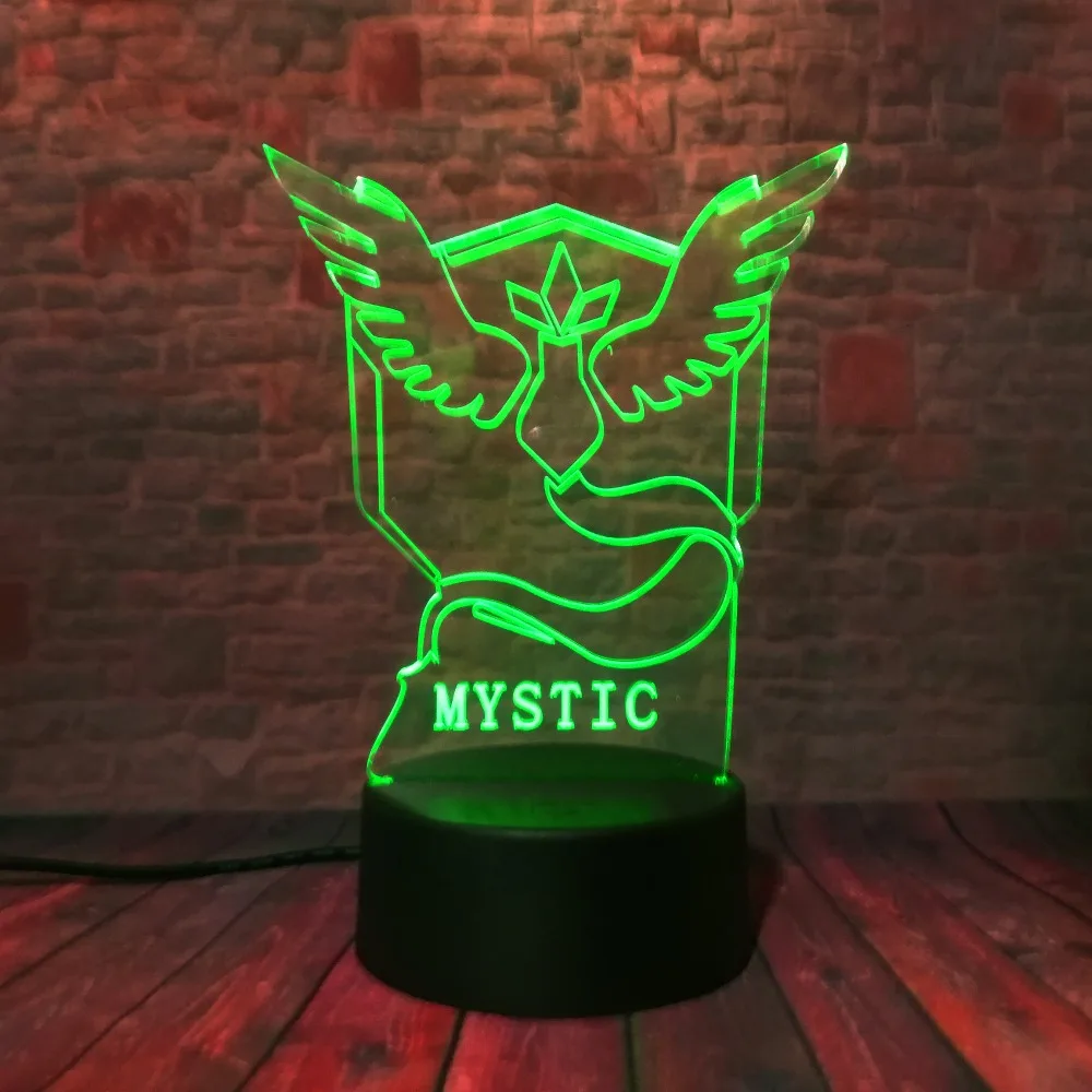 Хит продаж коллекция Pokemon Go команда Валора мистическая Instinct 3D LED Illusion ночник 7