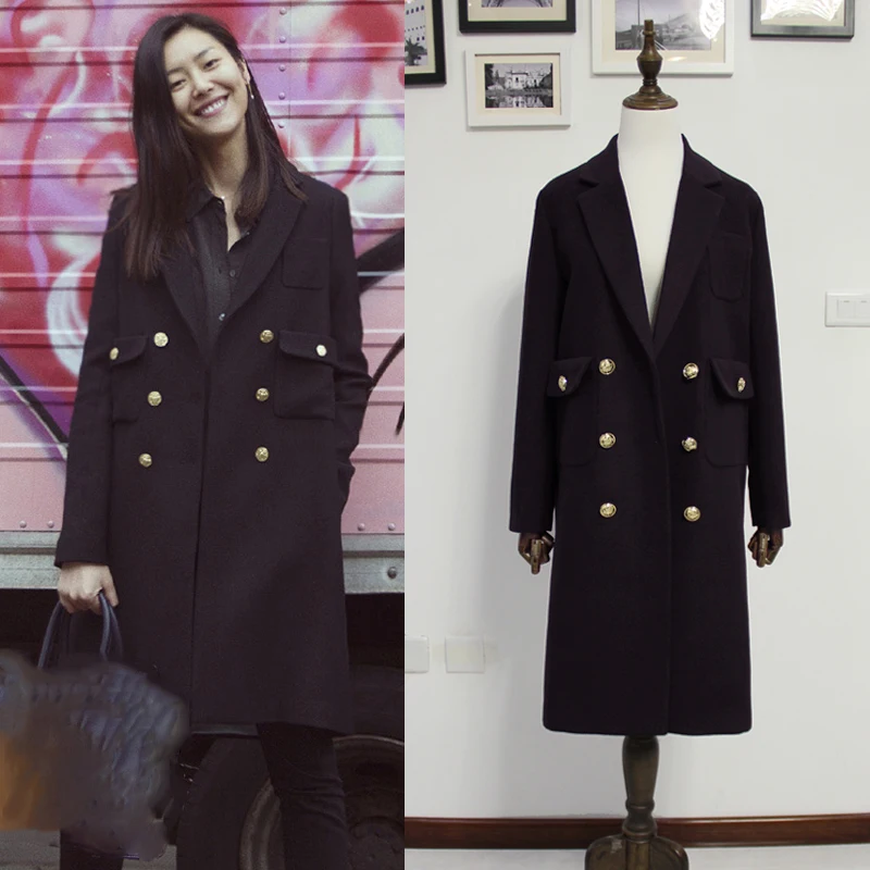 Британский новый модный 2020 осень/зима женское двубортное шерстяное пальто с
