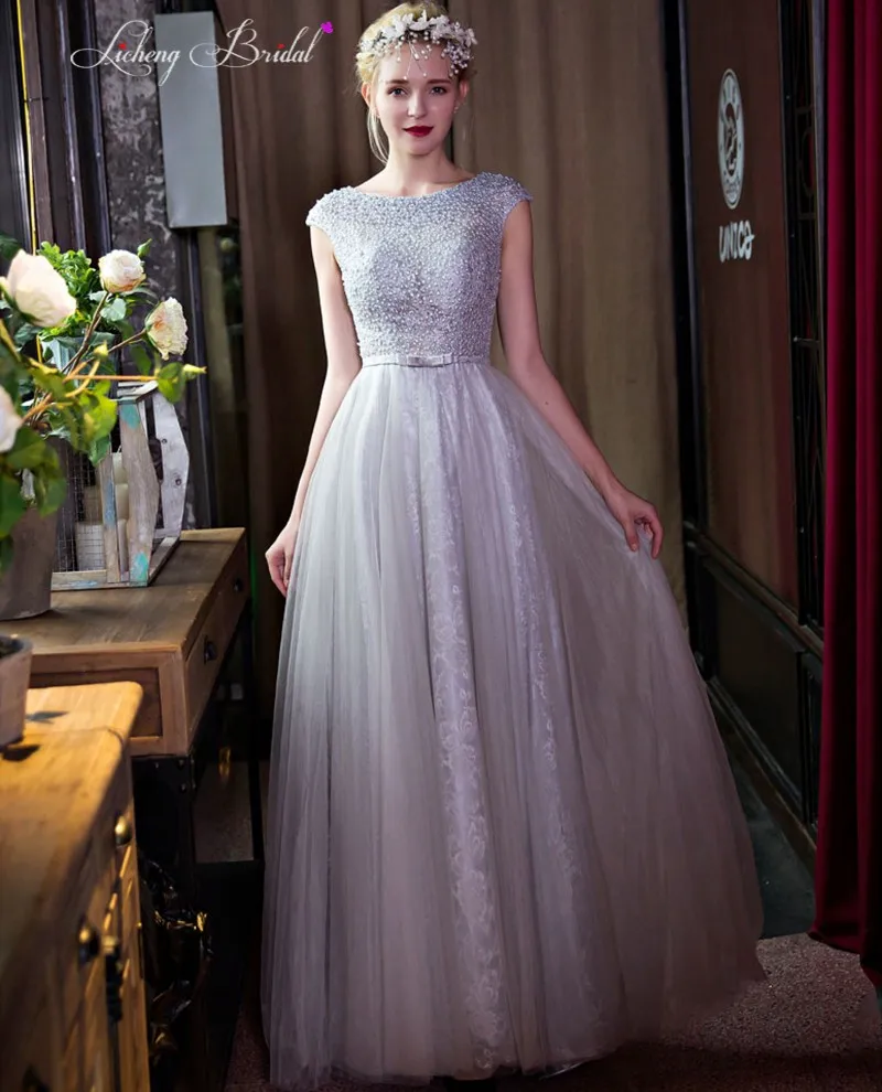 Licheng Bridal платья выпускного вечера backless пром вечерние вечернее платье A Line кружева