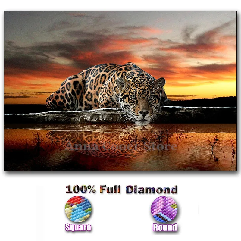 

Камни в форме ромба/круглый дрель 5D DIY наборы для алмазной живописи Алмазная вышивка "животного леопард" Крест Стежка искусство домашнего де...