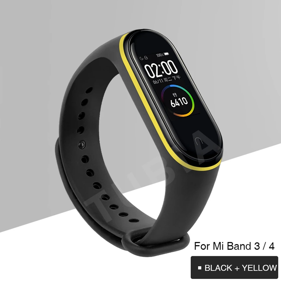 black yellow AE Mi Band 4 3 ремешок на запястье для Xiaomi Mi Band 3 4 Браслет Силиконовый Miband 3 4 NFC Correa аксессуары Smart Mi4 протектор - Цвет: black yellow AE