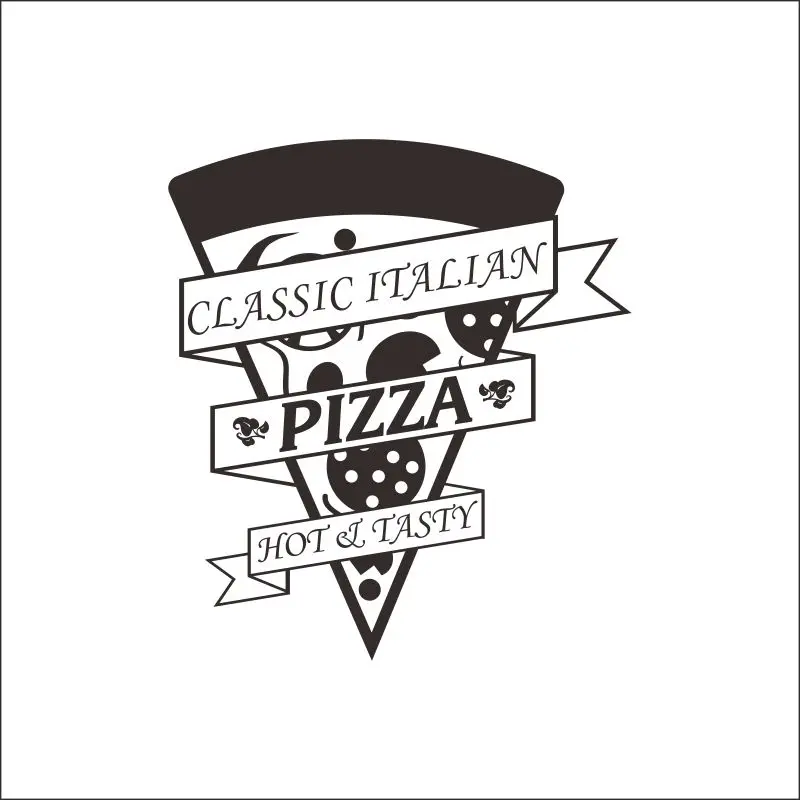 DCTAL Pizza La etiqueta engomada del arte vinilo pared Pegatina Quadro Parede Декор роспись пиццы наклейка