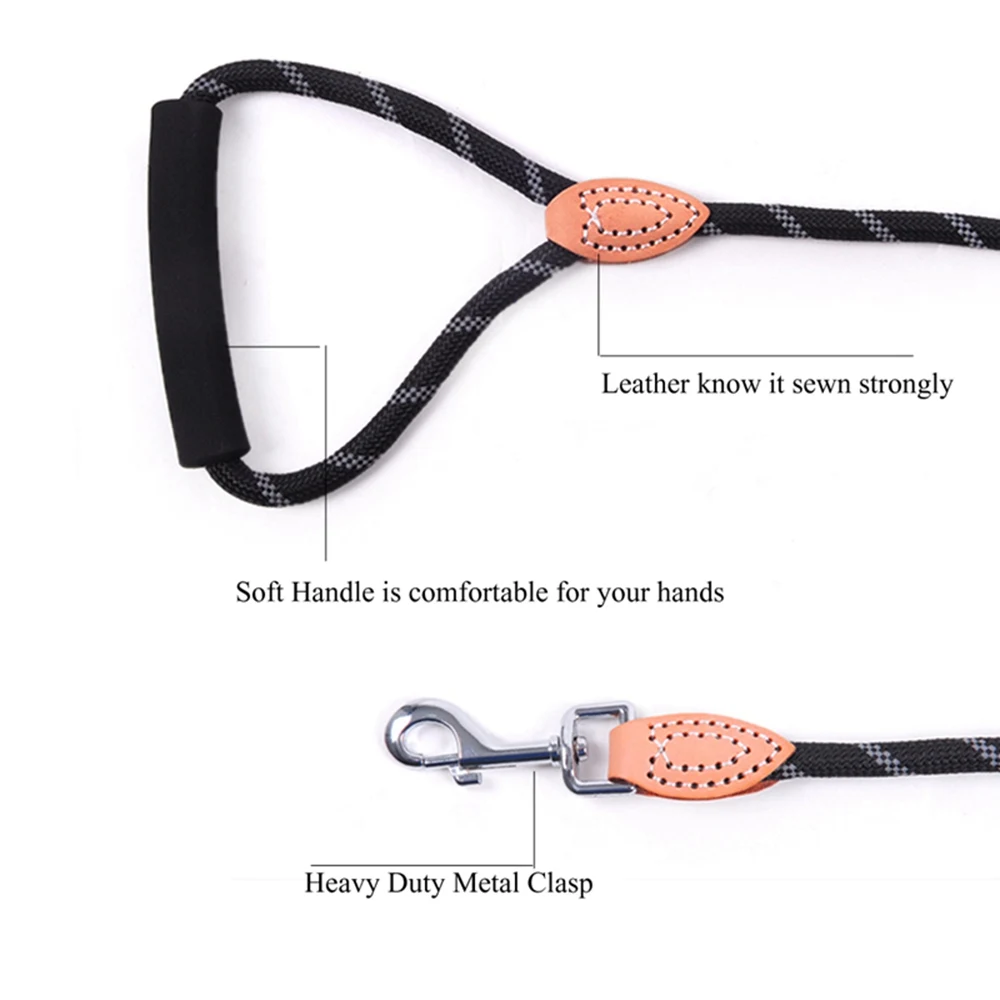 Поводок для собак шнурок веревка средних и больших Светоотражающий домашних