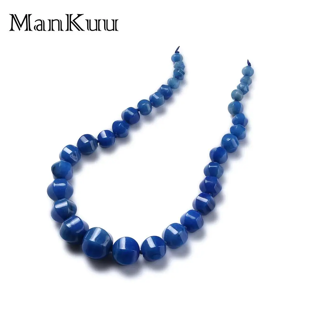 

Mankuu 8-20mm Gradient Sizes Curved Hexagon Jades Blue Natural Stone Beads For Jewelry Making Polishing Faceted Gem Stone Beads