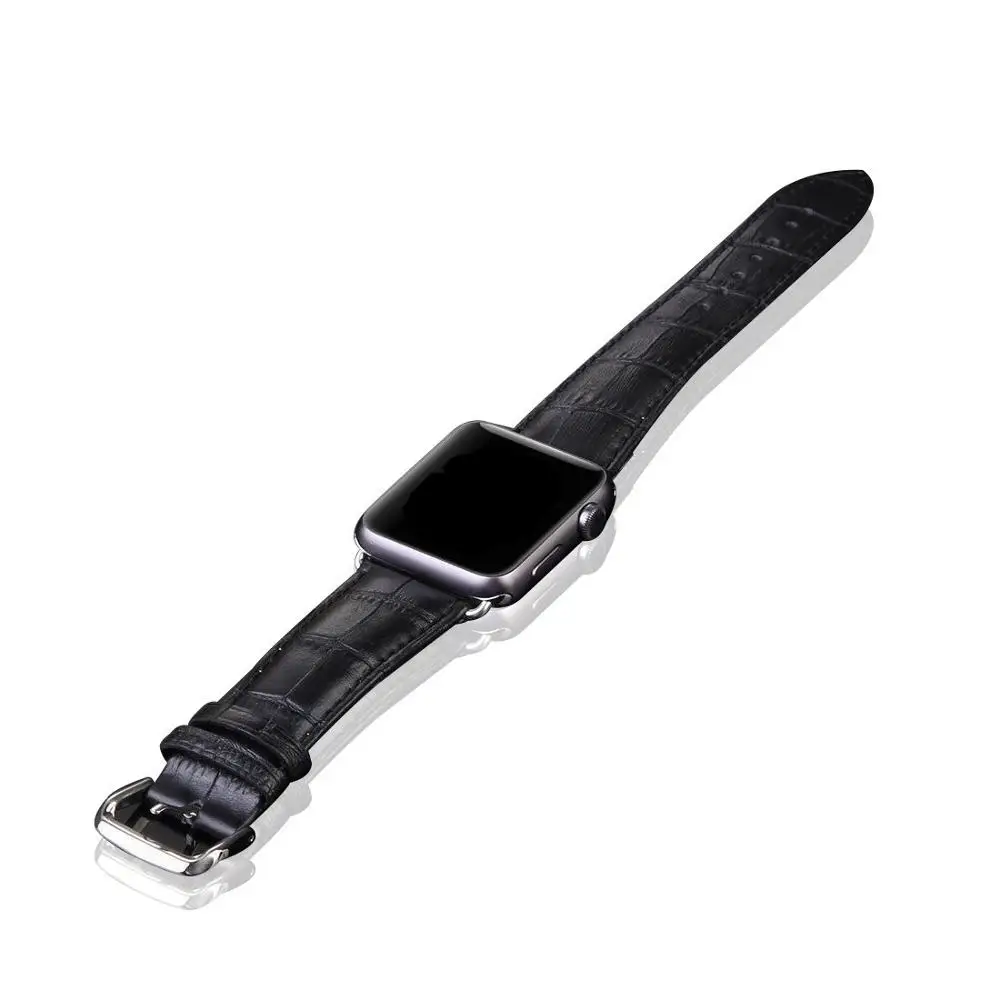 Eastar цветной кожаный ремешок для наручных часов Apple Watch серии 3/2/1, спортивный кожаный браслет, 42 мм, 38 мм, ремешок для наручных часов iwatch, 5/4 группа - Цвет ремешка: Black