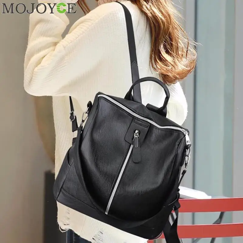 Простой кожаный рюкзак mochila, женский рюкзак на молнии, рюкзак, Студенческая сумка, женские большие повседневные дорожные сумки, mochila feminina sac