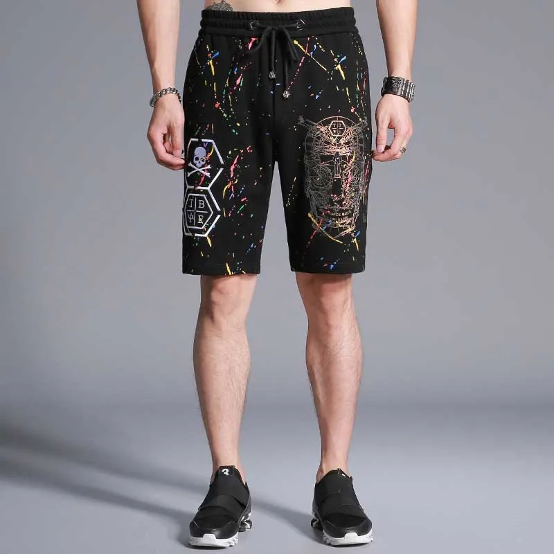 Летние мужские шорты с принтом голова черепа повседневные пляжные из хлопка