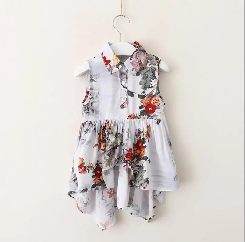 Новая детская модная одежда для девочек Летняя хлопковая блузка с принтом