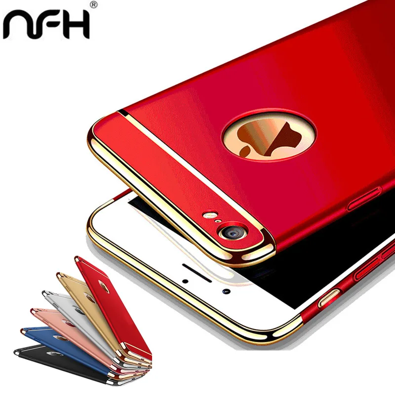 Роскошный защитный чехол 3 в 1 простой с покрытием для iPhone 5 6 6S Plus 7 удобная красная