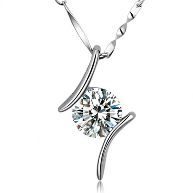 Элегантное ожерелье с кулоном из фианита круглое для женщин | Украшения и