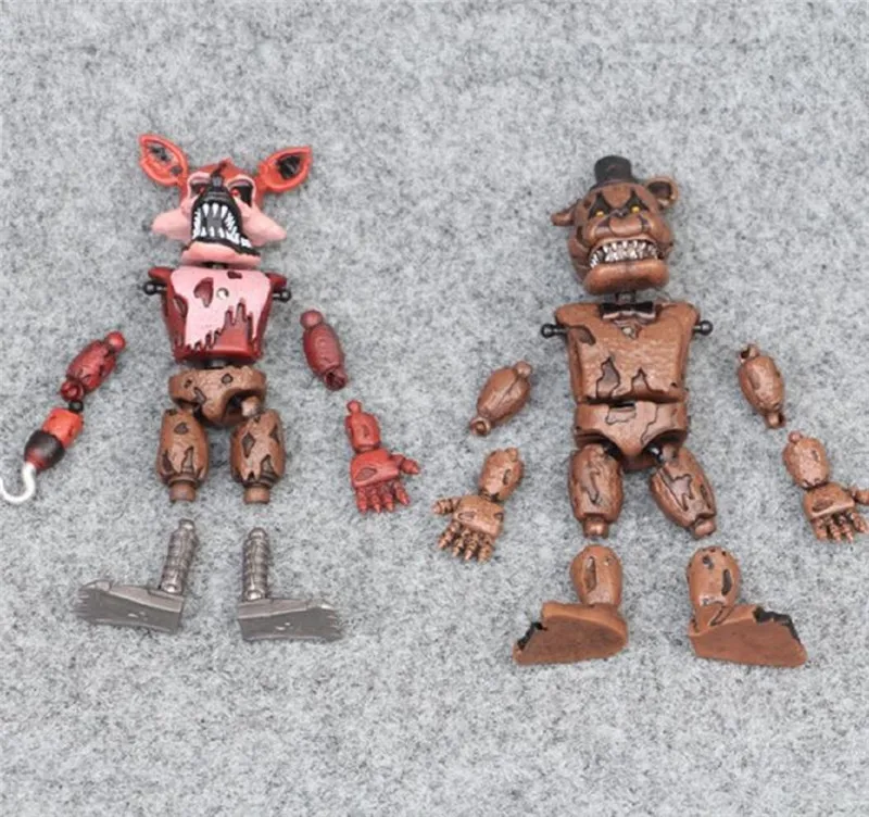 6 шт./компл. 14-17 см аниме игрушки FNAF «Five Nights At Freddy's», «пять ночей фигурку светодиодный светильник подвижные суставы Assemb светодиодный разборки детская игра Сделай Сам T