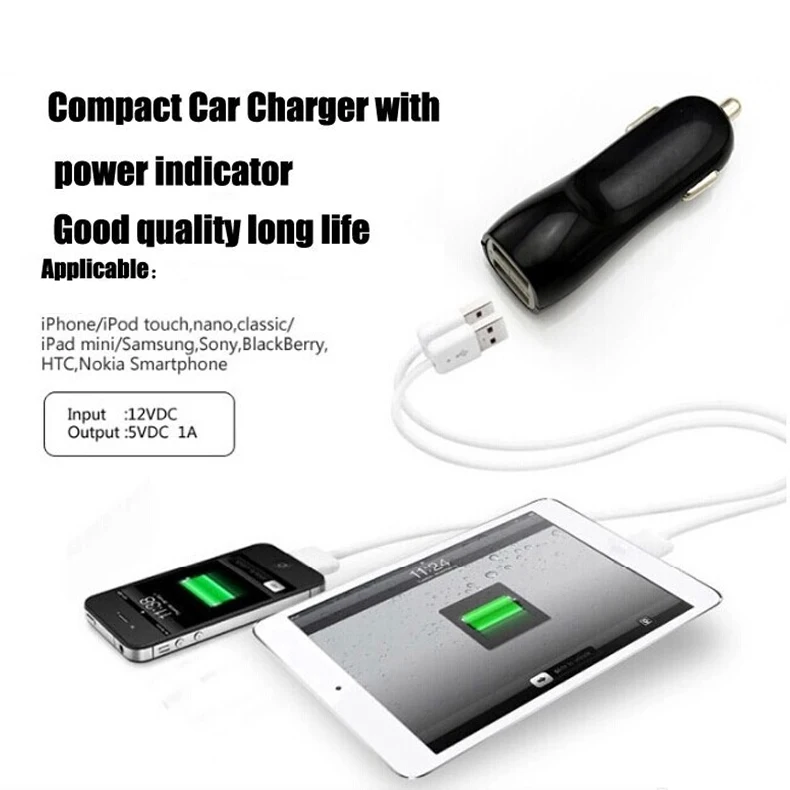 Автомобильное зарядное устройство с двумя USB портами 300 а для iPhone 6|Зарядные