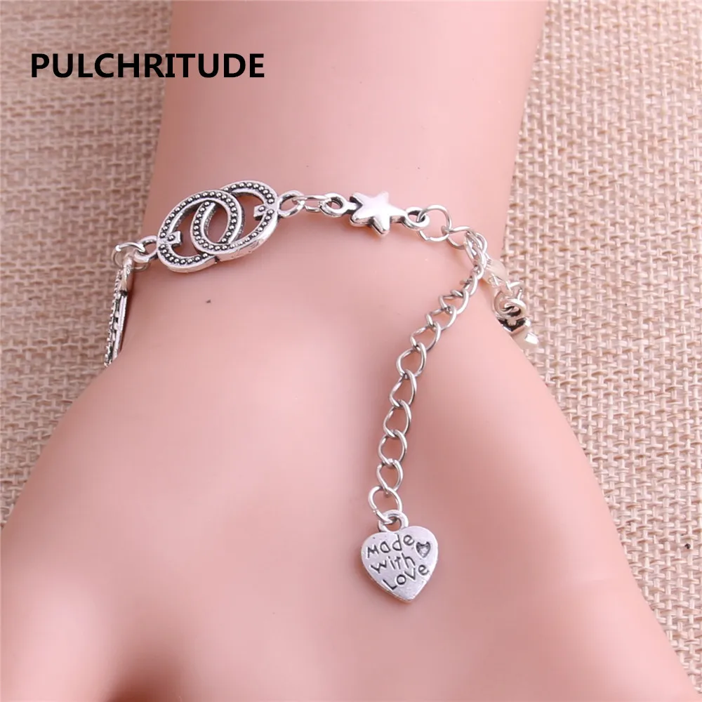 PULCHRITUDE 3 шт 22 см сплав античная серебряная цепочка браслет Звезда Шарм круглый