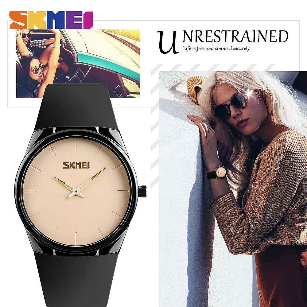 SKMEI Мужские кварцевые часы Мода Повседневная ультра тонкие наручные 30 м