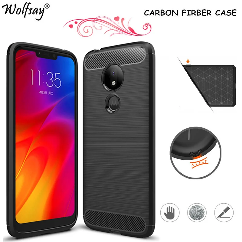 

Wolfsay Carbon Fiber Cover For Motorola Moto G7 Power Case For Moto G7 Power Rubber Bumper Thick Silicone Case For Moto G7 Power