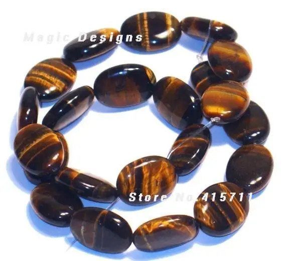 

16 inch Strand of Tiger Eyes Beads Flat Oval Beads 13X18mm for Necklace Bracelet 13X18mm