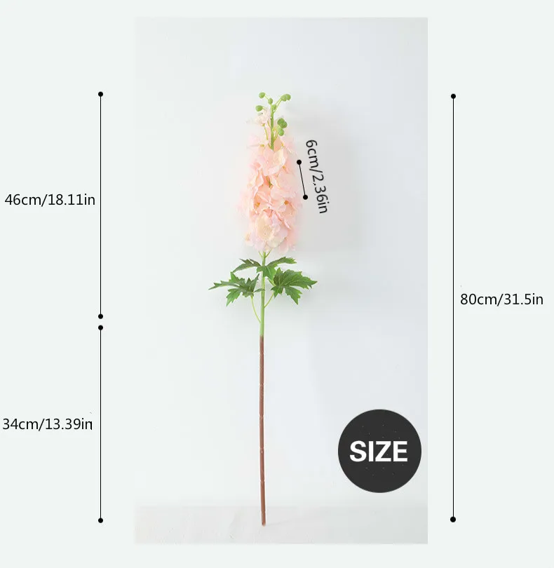 Цветы на одной ветке Delphinium Ajacis, длина 80 см, модная Орхидея, сделай сам, искусственный Шелковый цветок, белый, розовый, свадебное украшение для дома
