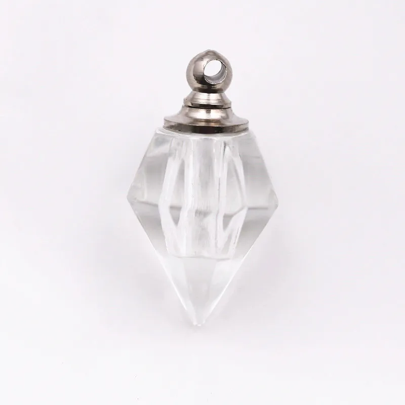 Diamonds-clear 1 шт кристаллический флакон кулон Миниатюрный флакон духов талисманы формирование микрорельфа имени на рисе искусство эфирное масло талисманы ожерелье кулон - Окраска металла: Diamonds-clear