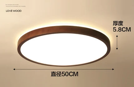 Round DIA 50CM Скандинавский светодиодный деревянные потолочные светильники в квадратной форме осветительные светильники Орех Деревянный потолочный светильник - Цвет корпуса: Round DIA 50CM