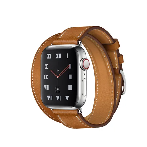 Хохлатый ремешок для apple watch band iwatch band Pulseira apple watch 5 4 44 мм 40 мм 42 мм 38 мм кожаный браслет для часов - Цвет ремешка: brown