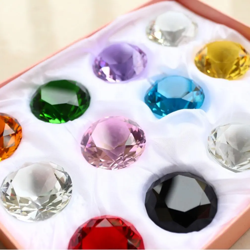 

80 100 150Mm Children'S Toys Gemstones Transparent Colored Glass Small Crystal Diamonds Furniture Wedding Counter Ornaments