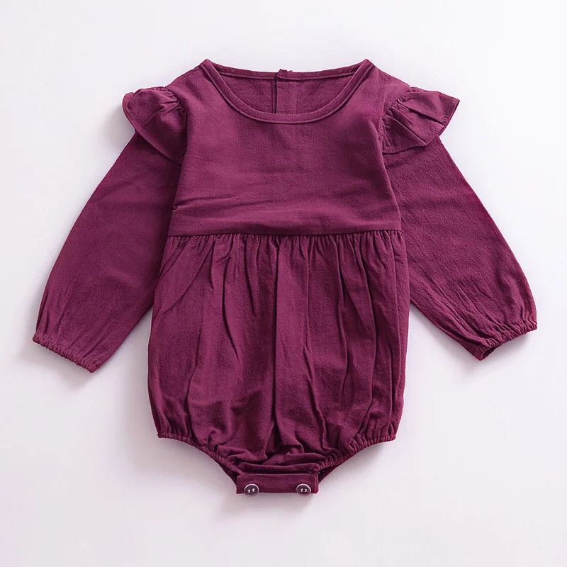 AZ1861 purple Детские комбинезоны; одежда для малышей с милыми заячьими ушками; хлопковые однотонные Комбинезоны для маленьких мальчиков; костюм с героями мультфильмов - Цвет: AZ1861 purple