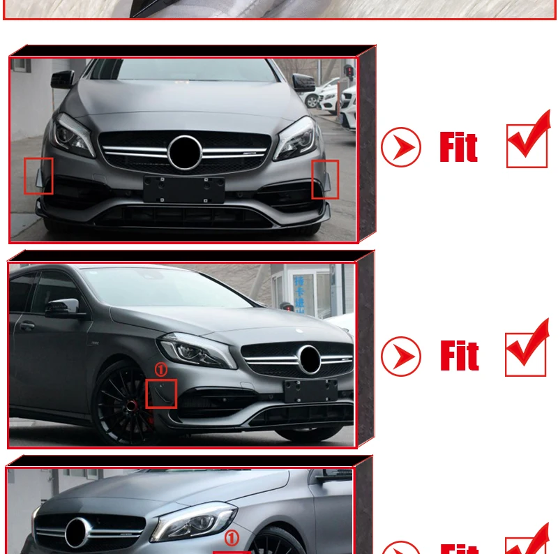 Подходит для Mercedes Benz W176 A класс A180 A200 A250 A45AMG вид 2 шт. ABS черный Автомобильный Стайлинг бампер боковые губы разветвители