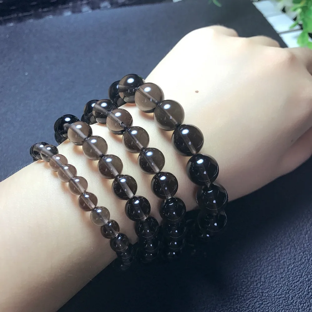 

Natural AAA Smoky Crystal Round Beaded Bracelet Energy Stone Beads Handmade Jewelry For Women Men Lover's Gift