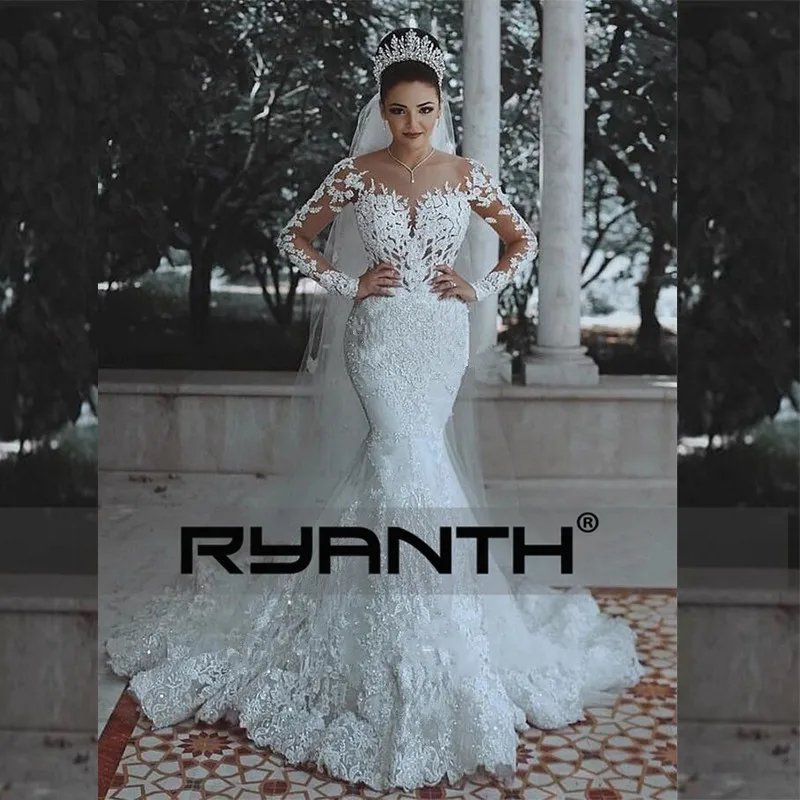 Vestidos de Novia сексуальное кружевное свадебное платье с длинными рукавами 2018 Новое