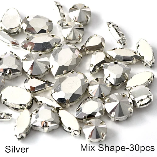 Mix Shapes Silver Рудник Серебряный 11 формы пришить Стразы с когтями головистой формы Стекло с украшением в виде кристаллов Высокое качество пришить коготь стразы для одежды B3793 - Цвет: Mix Shapes Silver