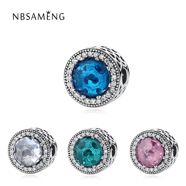 

Authentic 925 Sterling Silver Radiant Colorful CZ Glass Stopper Lock Clip Beads Fits Original Bracelets Charm Jewelry